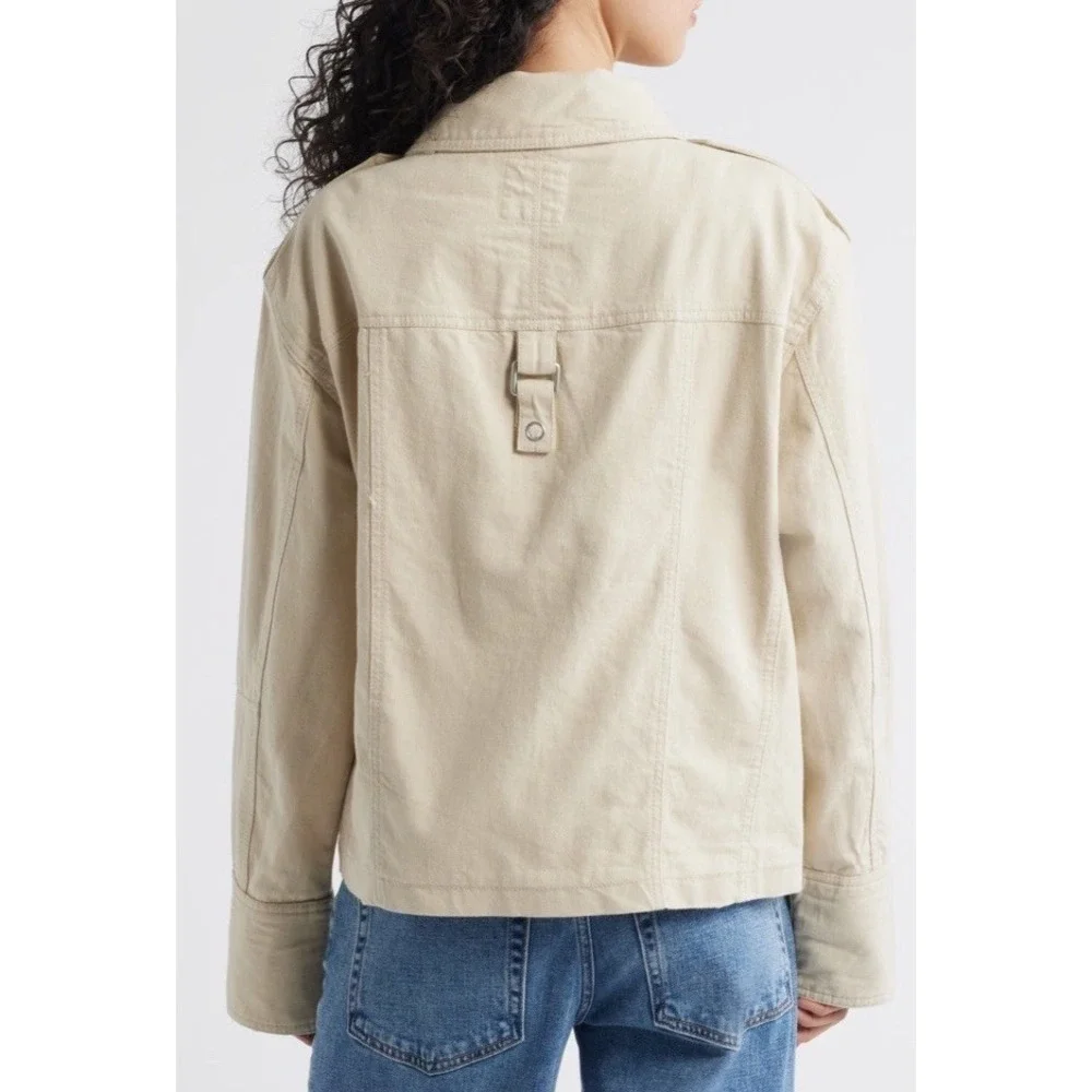 NWT $198 We The Free People M Kali Washed Utility Jacket Oat Cotton Chore *READ*